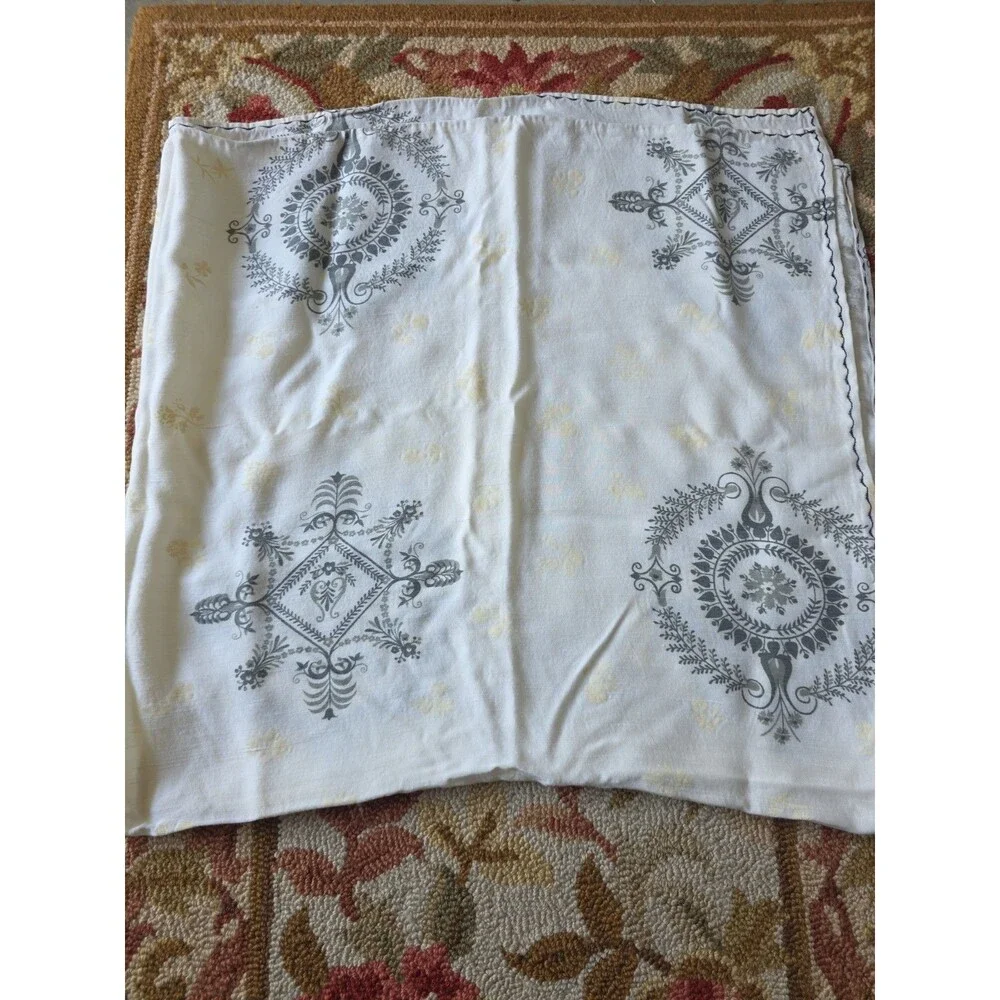 Vintage Embossed Silk & Linen Tablecloth  Antica Sartoria Italia Cottage BoHo